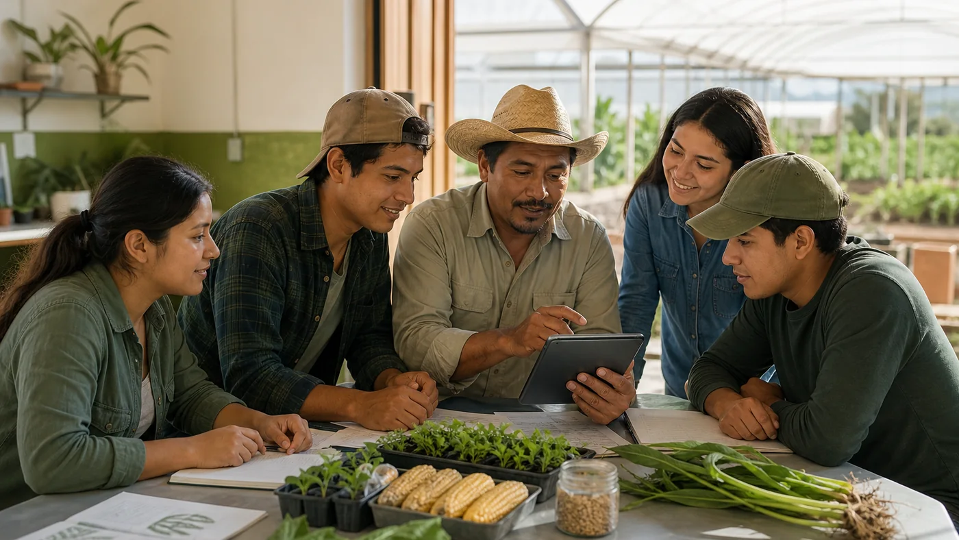 Productores y estudiantes aprendiendo juntos dentro de AgroClub MX